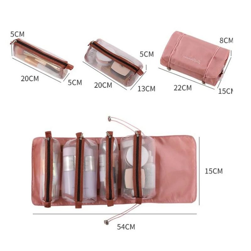 4in1 Detachable Mesh Travel Makeup Organizer Bag  RollUp Cosmetic Pouch 6