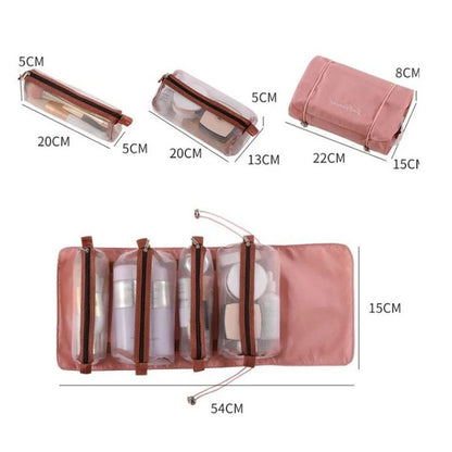 4in1 Detachable Mesh Travel Makeup Organizer Bag  RollUp Cosmetic Pouch 6
