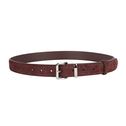 Luxurious Genuine Leather Womens Suede Belt, 2.8 cm Wide with Gold and Silver Buckle, Stylish Belt for Jeans and Outfits