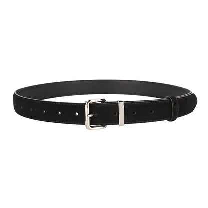 Luxurious Genuine Leather Womens Suede Belt, 2.8 cm Wide with Gold and Silver Buckle, Stylish Belt for Jeans and Outfits