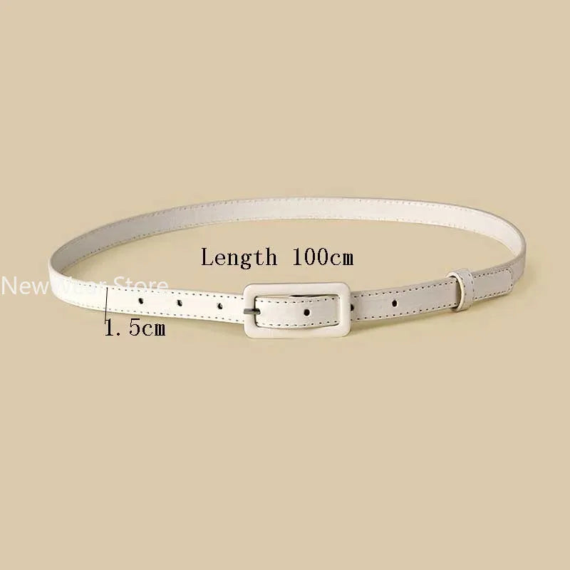 Thin Skinny Ladies Dress Waist Belt Elastic Women Belts Strap, Leather Buckle Female Red Belts, Designer Waistband