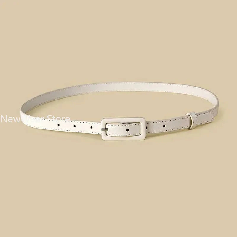 Thin Skinny Ladies Dress Waist Belt Elastic Women Belts Strap, Leather Buckle Female Red Belts, Designer Waistband