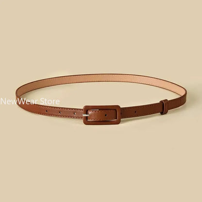 Thin Skinny Ladies Dress Waist Belt Elastic Women Belts Strap, Leather Buckle Female Red Belts, Designer Waistband