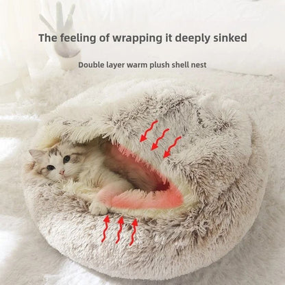 Soft Plush Semi Enclosed Pet Nest Bed for Cats