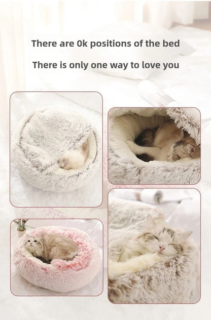 Soft Plush Semi Enclosed Pet Nest Bed For Cats 3