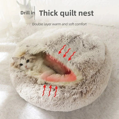 Soft Plush Semi Enclosed Pet Nest Bed For Cats 4