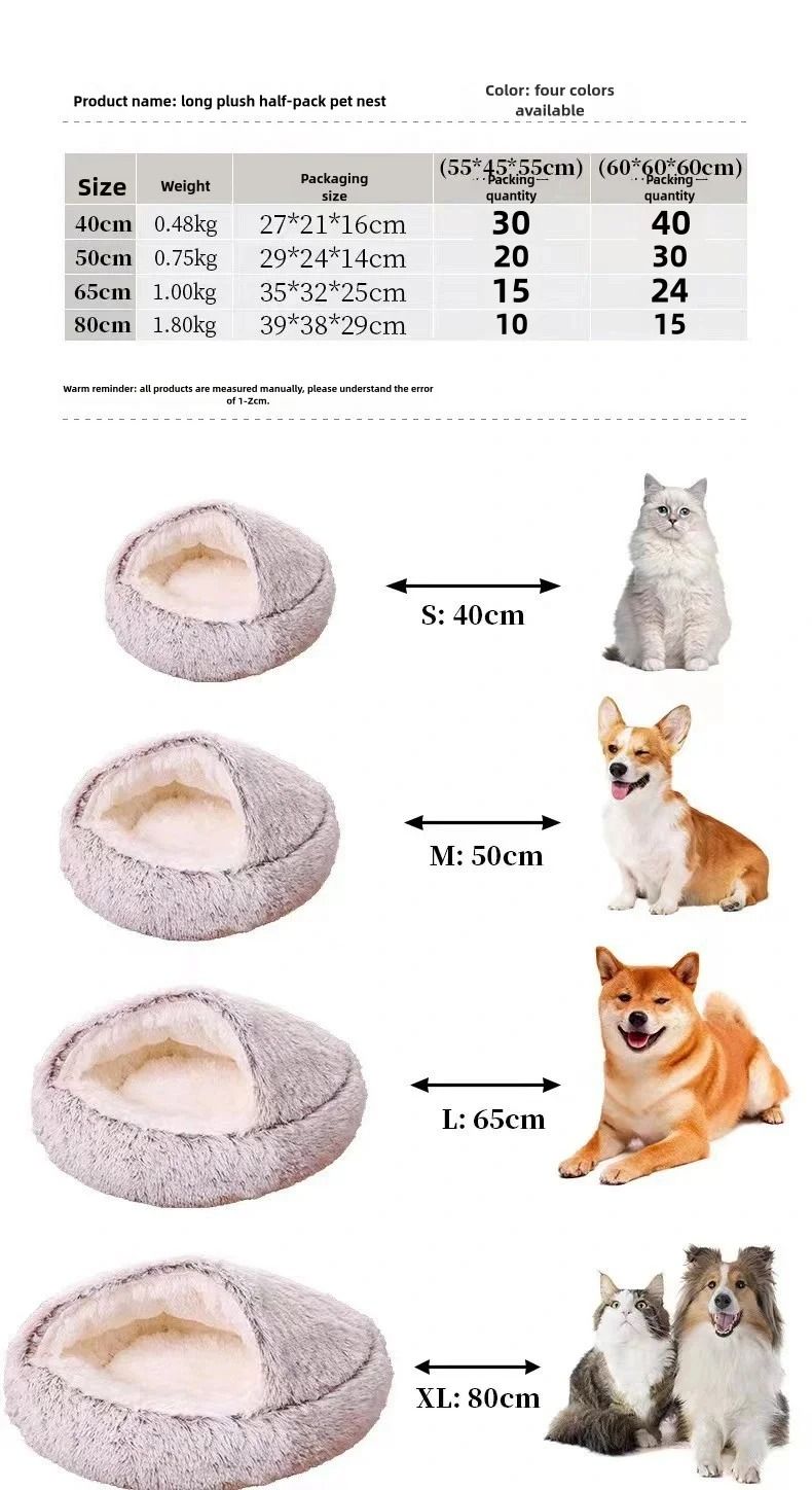 Soft Plush Semi Enclosed Pet Nest Bed For Cats 5