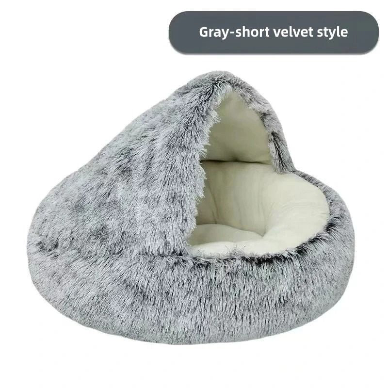 Soft Plush Semi Enclosed Pet Nest Bed For Cats 6