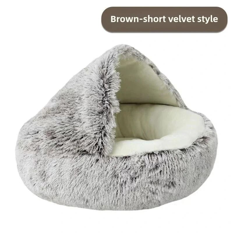 Soft Plush Semi Enclosed Pet Nest Bed For Cats 7