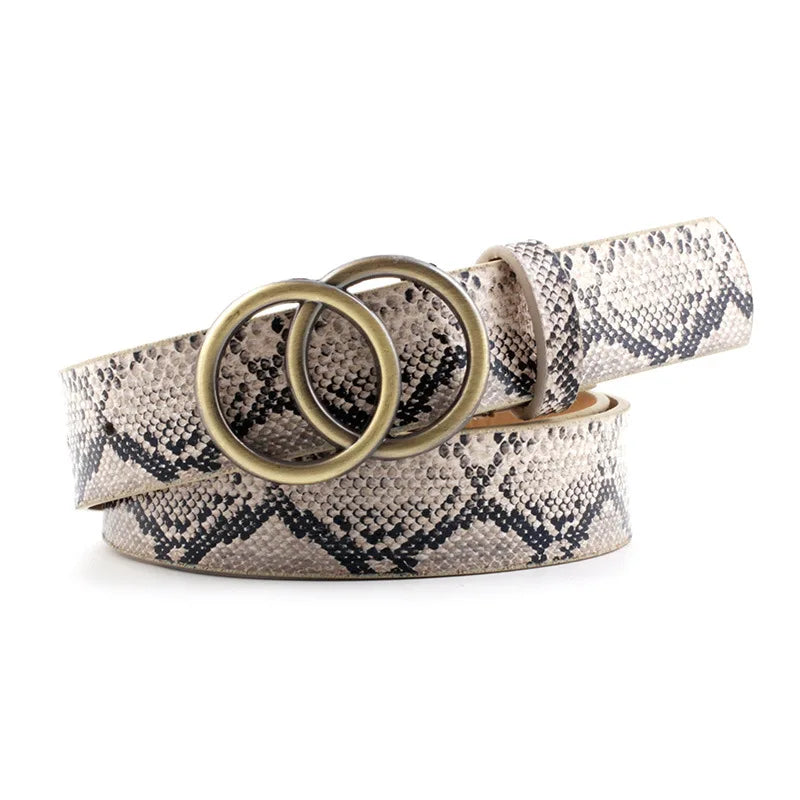 Snake Zebra Print Thin Horsehair Waist Belt For Women Luxury Designers Leopard Belt Leather Ring Bu 1