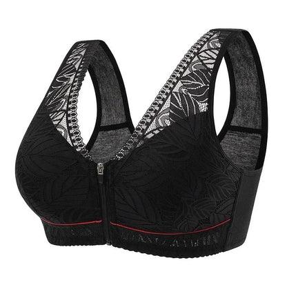 Soft Cotton Front Zip Wireless Lace Tank Bra Plus Sizes 9