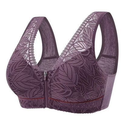 Soft Cotton Front Zip Wireless Lace Tank Bra Plus Sizes 8