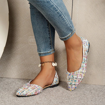 Elegant French Style Side Cut Pointed Toe Flat Shoes For Women 2