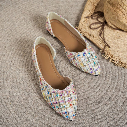 Elegant French Style Side Cut Pointed Toe Flat Shoes For Women 3