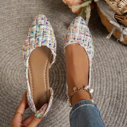 Elegant French Style Side Cut Pointed Toe Flat Shoes For Women 5