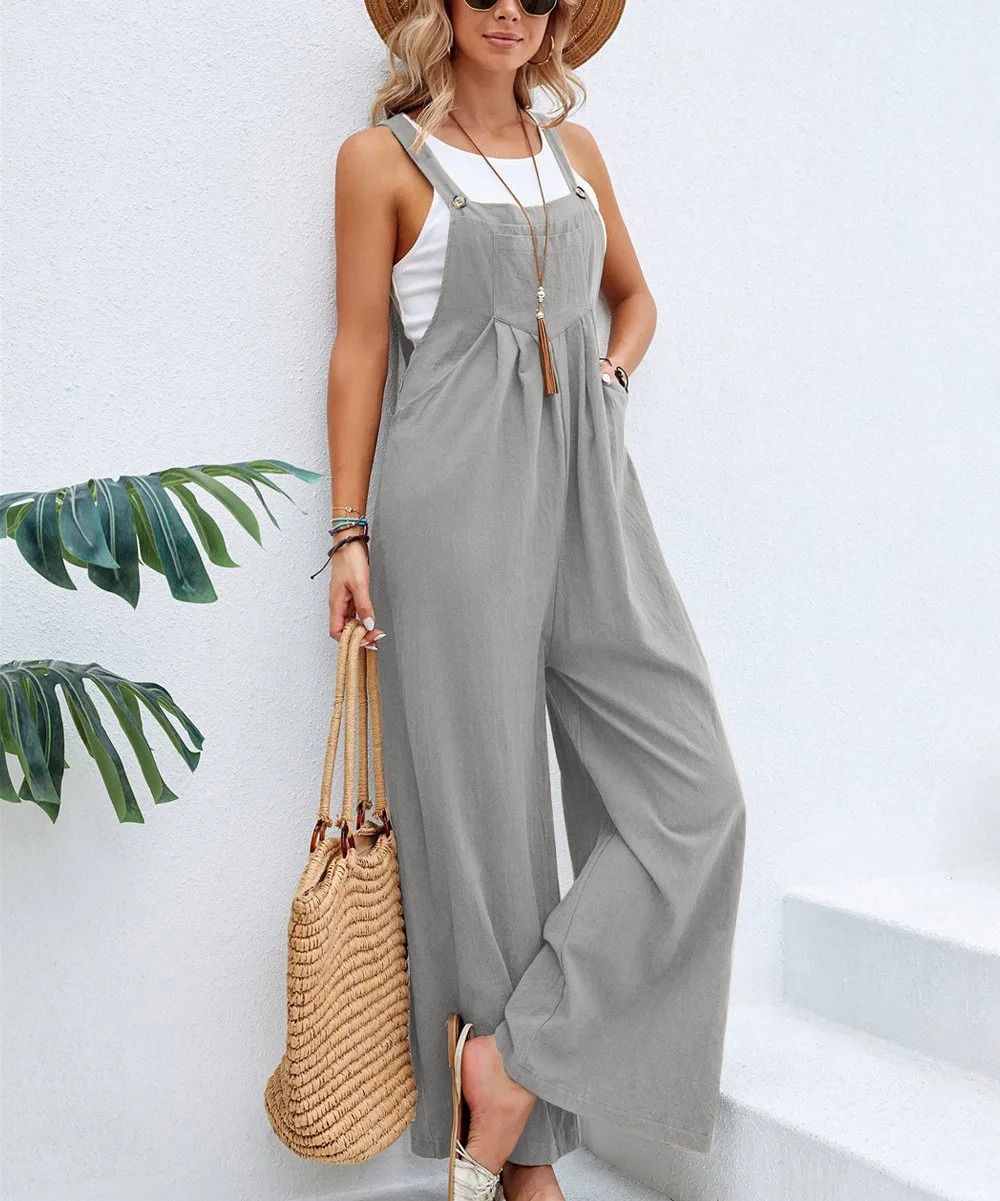 Women Loose Fit Fashion Overalls Wide Leg Baggy Bib Overalls Jumpsuit Dungarees Summer Jumpsuit Cas 9