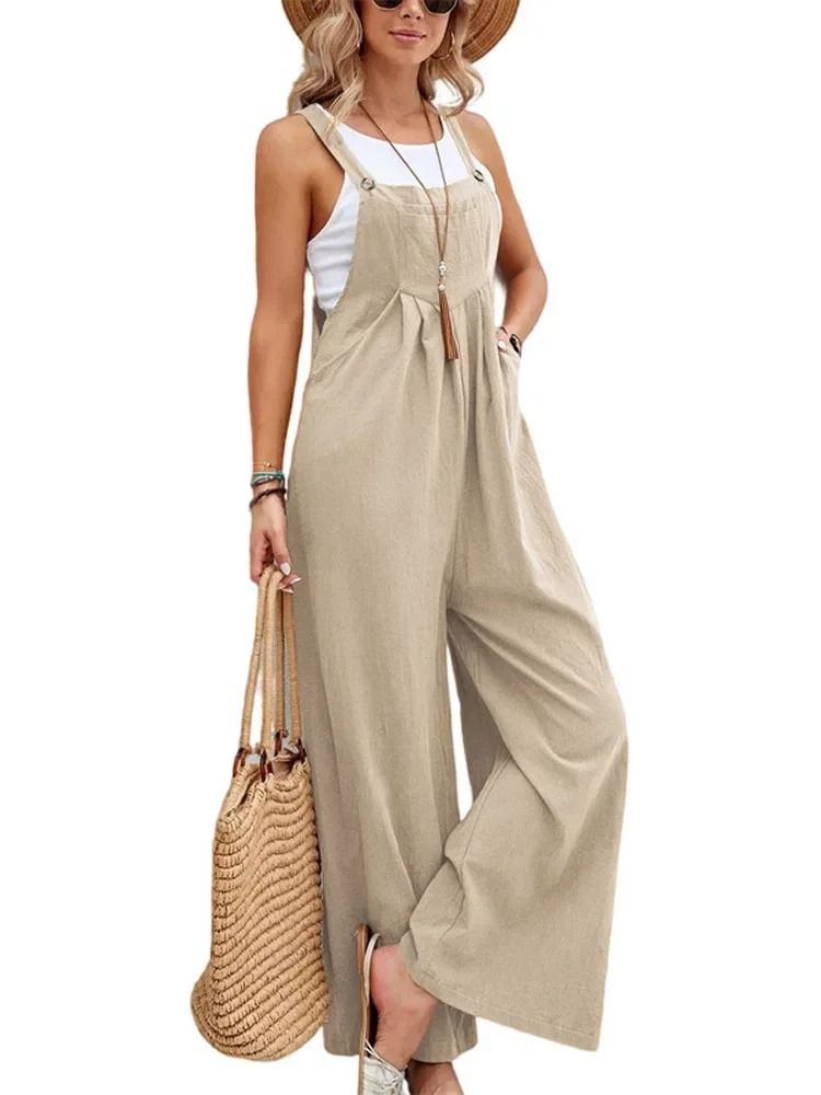 Women Loose Fit Fashion Overalls Wide Leg Baggy Bib Overalls Jumpsuit Dungarees Summer Jumpsuit Cas 1