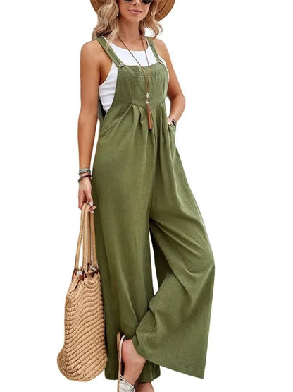 Women Loose Fit Fashion Overalls Wide Leg Baggy Bib Overalls Jumpsuit Dungarees Summer Jumpsuit Cas 3