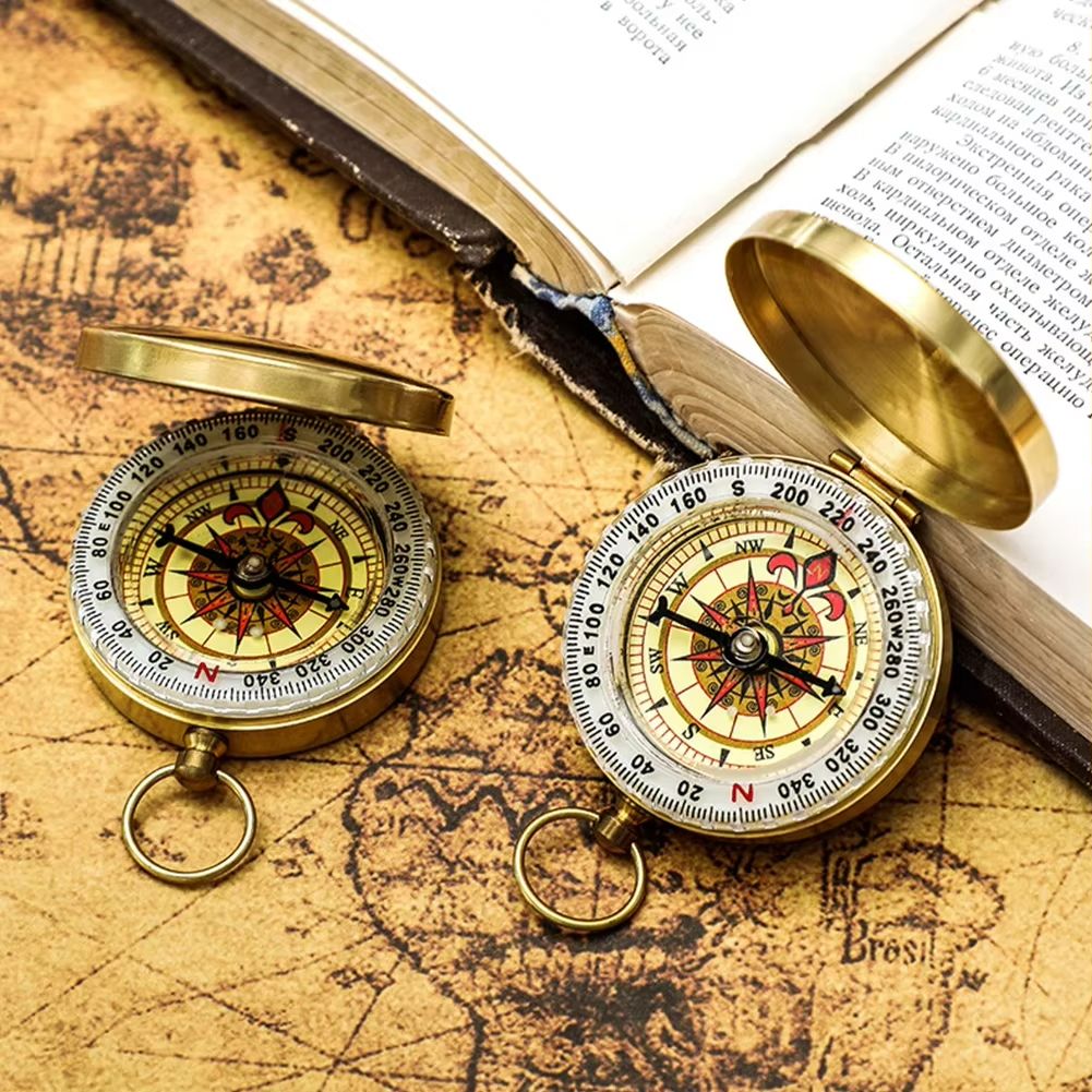 TrailMate Mini Copper Luminous Navigation Compass  Waterproof Retro Flip Design For Outdoor Adventu 1