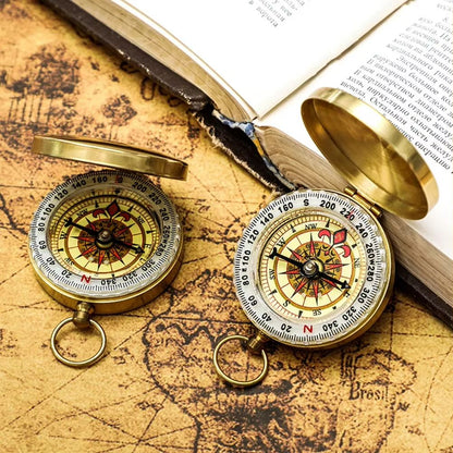 TrailMate Mini Copper Luminous Navigation Compass  Waterproof Retro Flip Design For Outdoor Adventu 1
