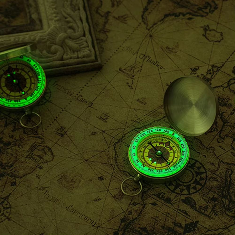 TrailMate Mini Copper Luminous Navigation Compass  Waterproof Retro Flip Design For Outdoor Adventu 3