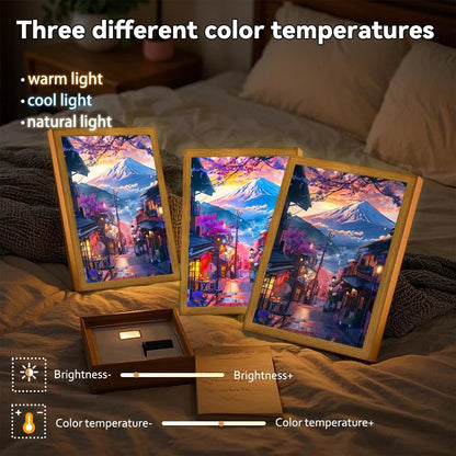 Asian Cityscape Painting LED Bedside Light 5