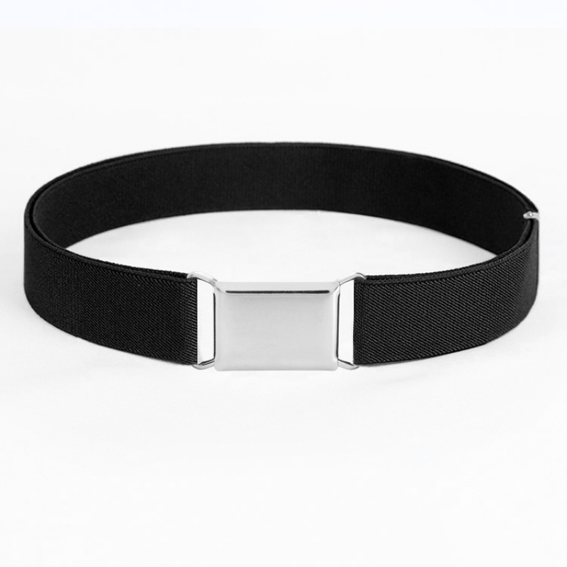 Comfortable Women Adjustable Elastic Stretch Belt, Invisible Waist Belt for Jeans Pants, Dress Square Easy Buckle
