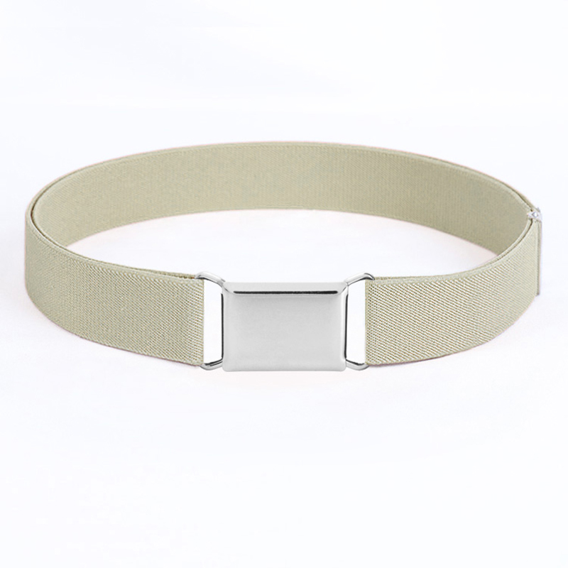 Comfortable Women Adjustable Elastic Stretch Belt, Invisible Waist Belt for Jeans Pants, Dress Square Easy Buckle