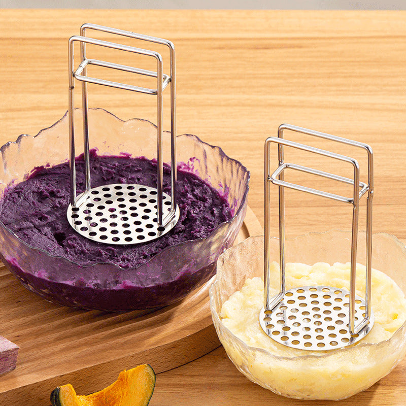 Stainless Steel Potato Masher Pusher Ricer, Puree Fruit Juice Maker, Smooth Mashed Potatoes Crusher for Kitchen Cooking