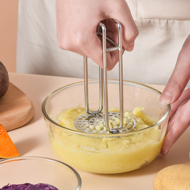 Stainless Steel Potato Masher Pusher Ricer, Puree Fruit Juice Maker, Smooth Mashed Potatoes Crusher for Kitchen Cooking