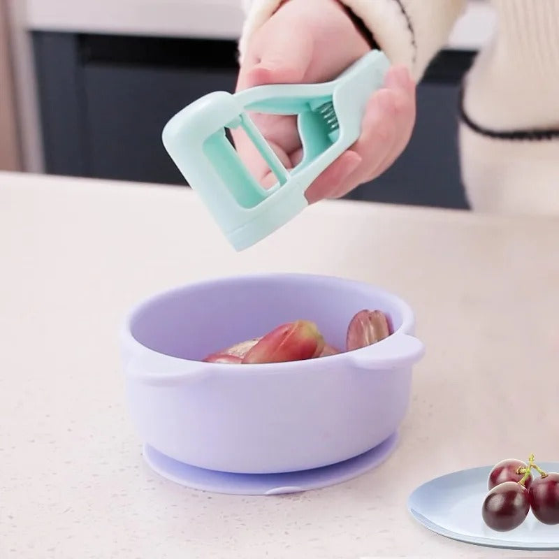 Kids Kitchen Set with Tomato Fruit Slicer Cutter Tool, Safe Grape Splitter for Toddlers, Montessori Cooking Class Gift