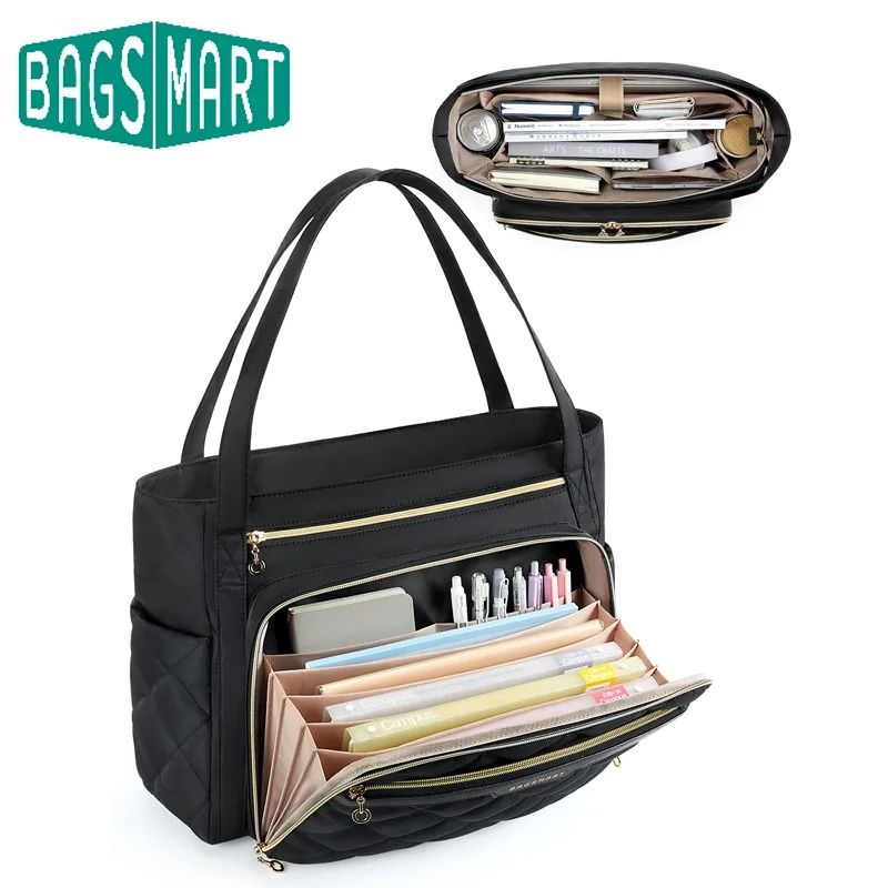 Quilted Laptop Tote Bag 15.6 Inch for Work and Travel