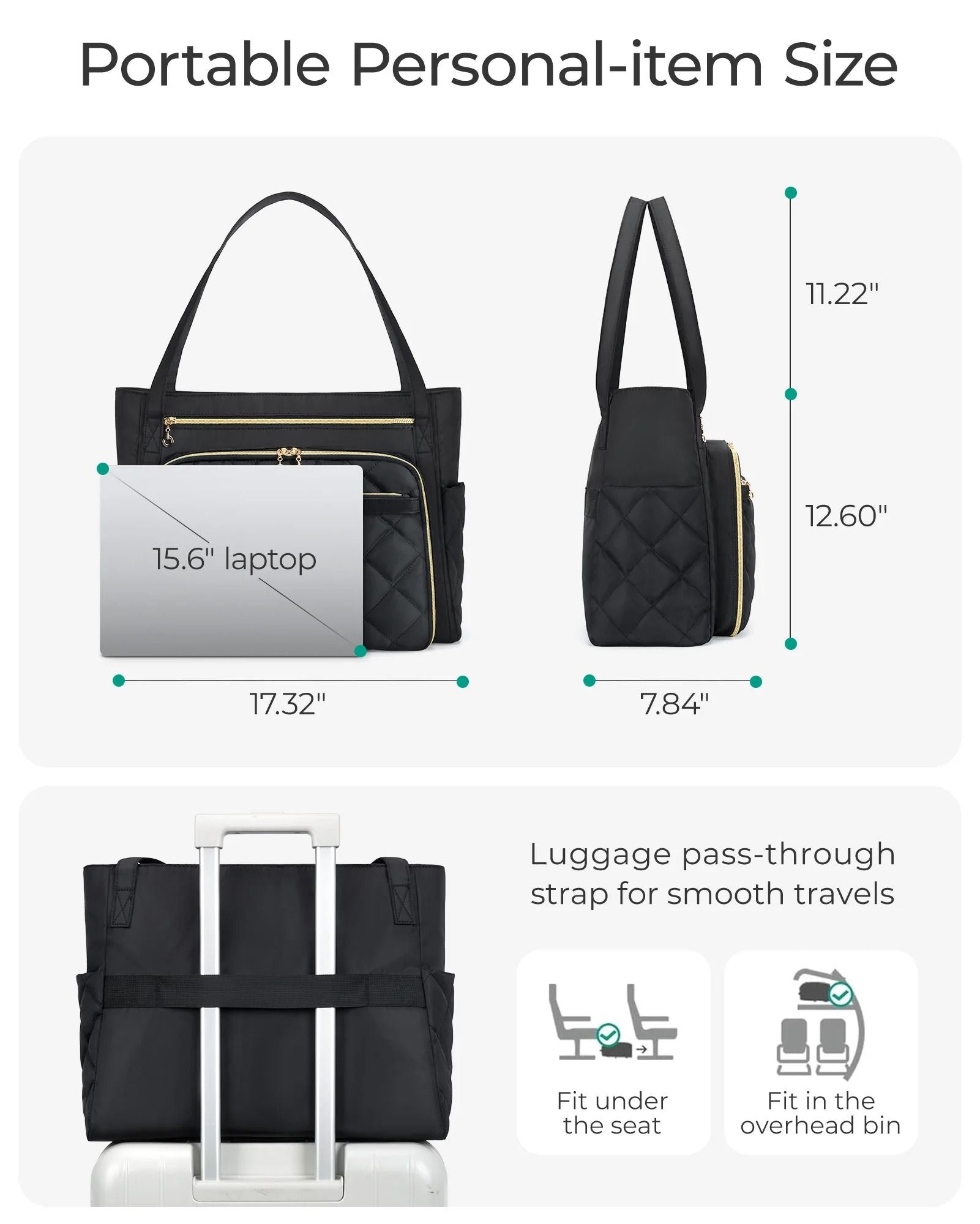 Quilted Laptop Tote Bag 156 Inch For Work And Travel 5