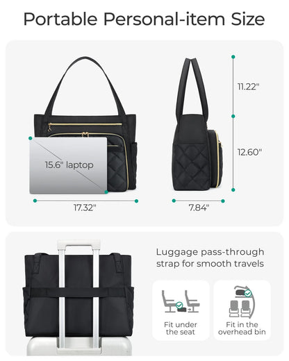 Quilted Laptop Tote Bag 156 Inch For Work And Travel 5