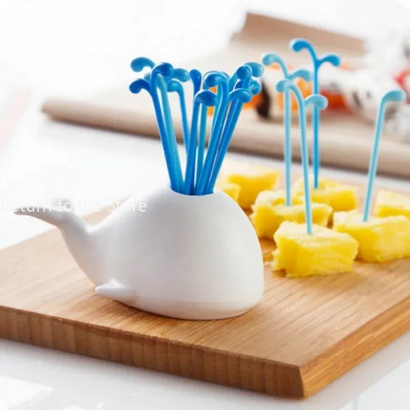 Cute Beluga White Whale Kitchen Accessories, Cooking Tools for Fruit Vegetables, Party Home Decor Fork Set