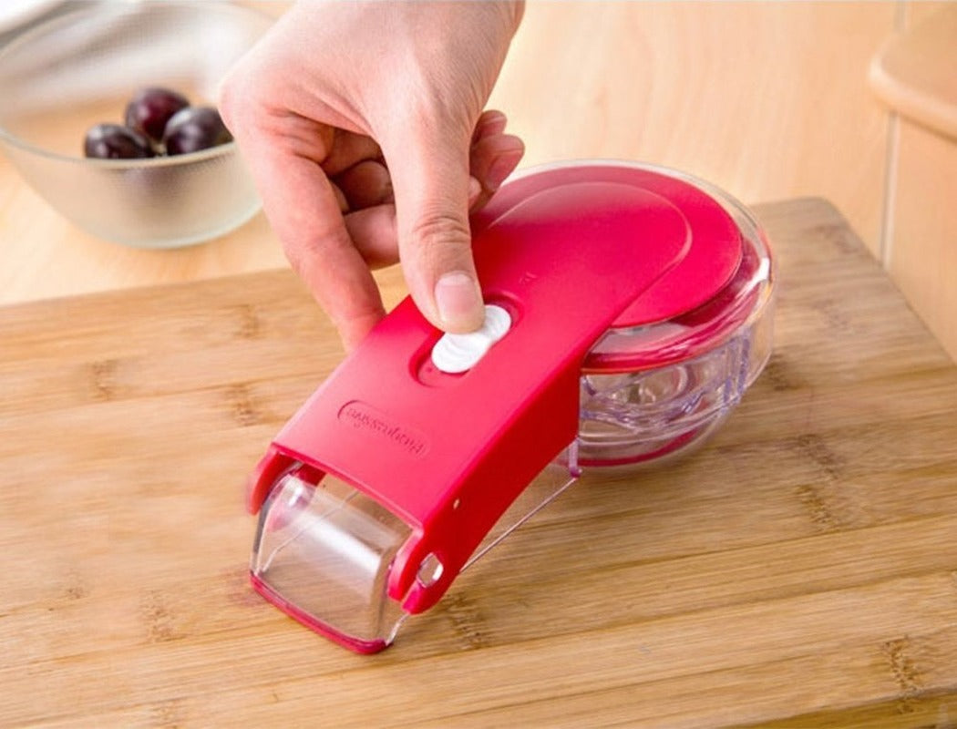 6 Hole Cherry Corer With Container Kitchen Gadgets Tools, Novelty Cherry Pitter Stone Corer Remover, Pit 6 Fruit Tool