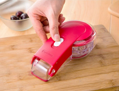 6 Hole Cherry Corer With Container Kitchen Gadgets Tools, Novelty Cherry Pitter Stone Corer Remover, Pit 6 Fruit Tool