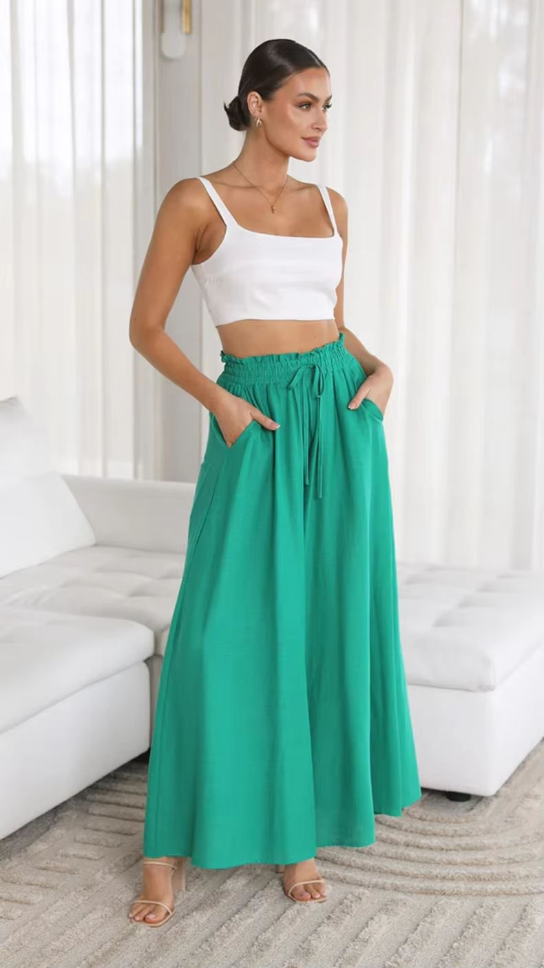 BreezeEase Womens Wide Leg Pants  Lightweight Elastic Waist Summer Trousers For Effortless Style 9