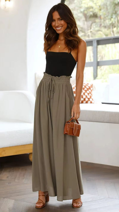 BreezeEase Womens Wide Leg Pants  Lightweight Elastic Waist Summer Trousers For Effortless Style 3