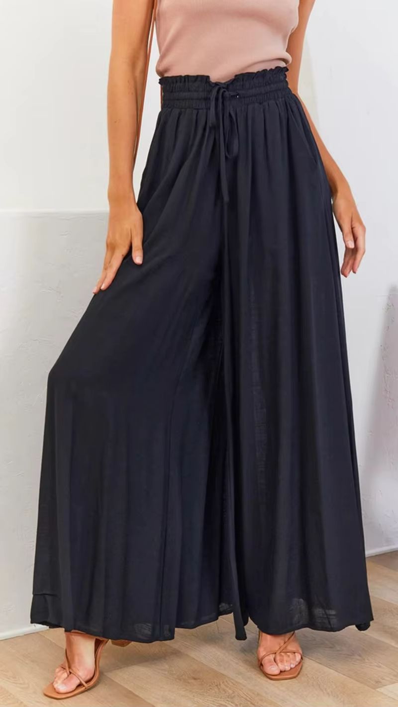 BreezeEase Womens Wide Leg Pants  Lightweight Elastic Waist Summer Trousers For Effortless Style 7