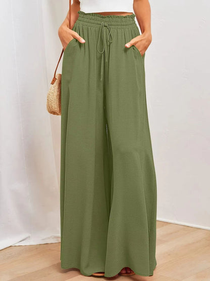 BreezeEase Womens Wide Leg Pants  Lightweight Elastic Waist Summer Trousers For Effortless Style 10
