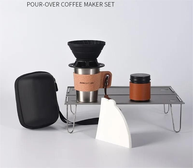 Travel Hand Brewed Coffee Set With Silicone Filter And Mug 6