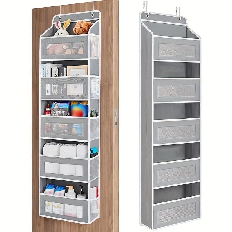 5 Shelf Hanging Storage Organizer Behind Door Anti Tilt Large Capacity Pockets 9
