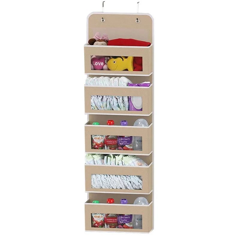 5 Shelf Hanging Storage Organizer Behind Door Anti Tilt Large Capacity Pockets 7