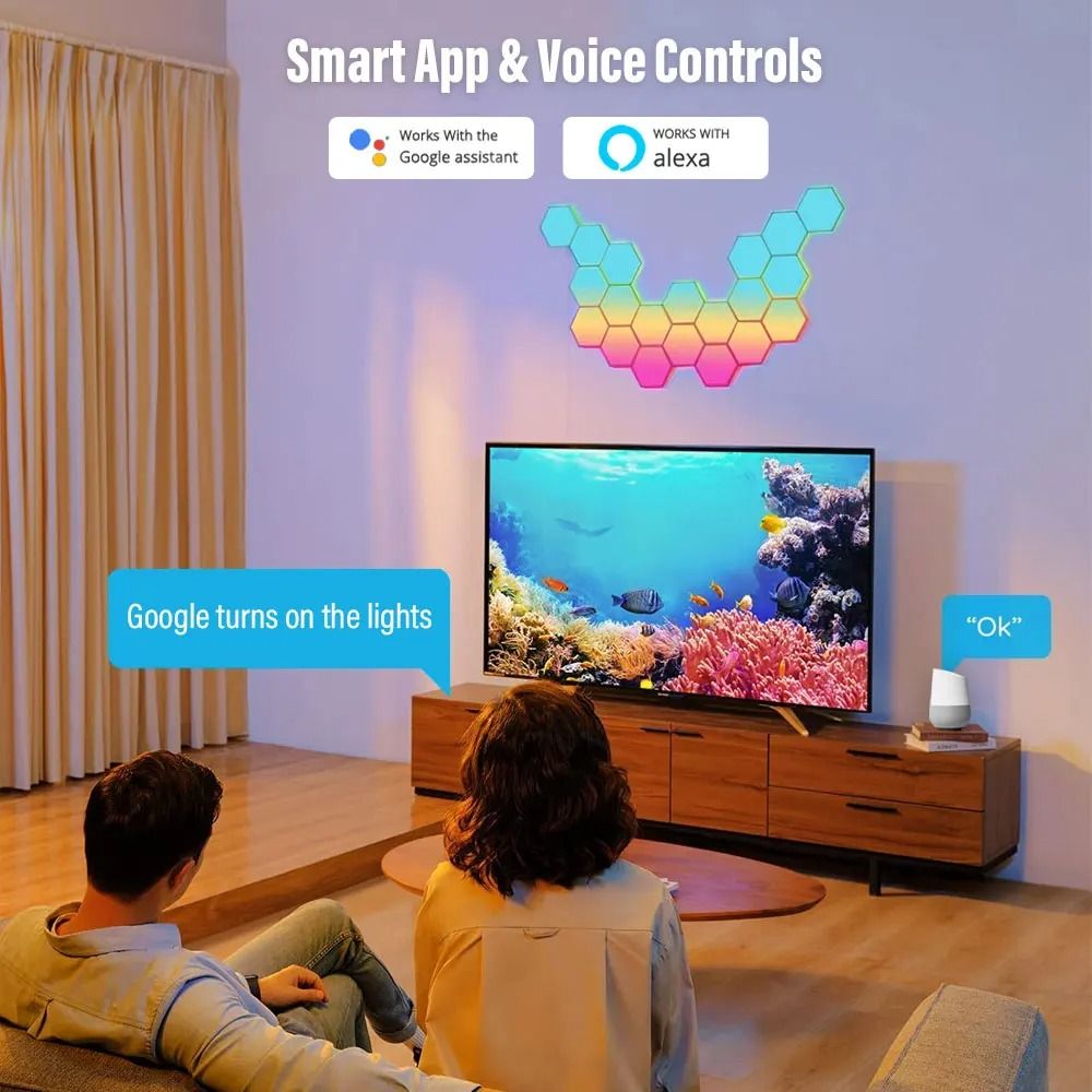 RGB Bluetooth LED Hexagon Wall Light With App And Remote Control 2