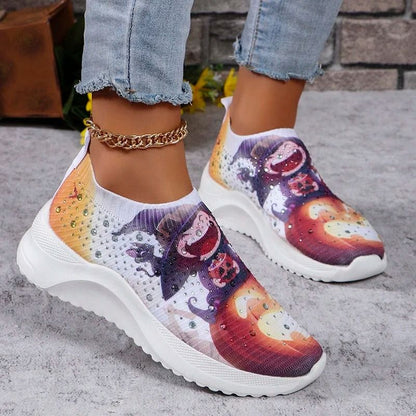 Floral Print Platform Sneakers Women Breathable Non Slip Running Shoes 9