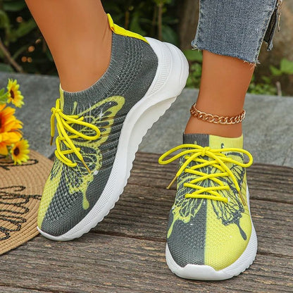 Floral Print Platform Sneakers Women Breathable Non Slip Running Shoes 12