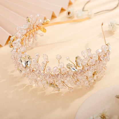Women Rhinestone Bridal Tiara Headband Handmade 16