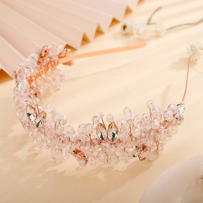 Women Rhinestone Bridal Tiara Headband Handmade 17