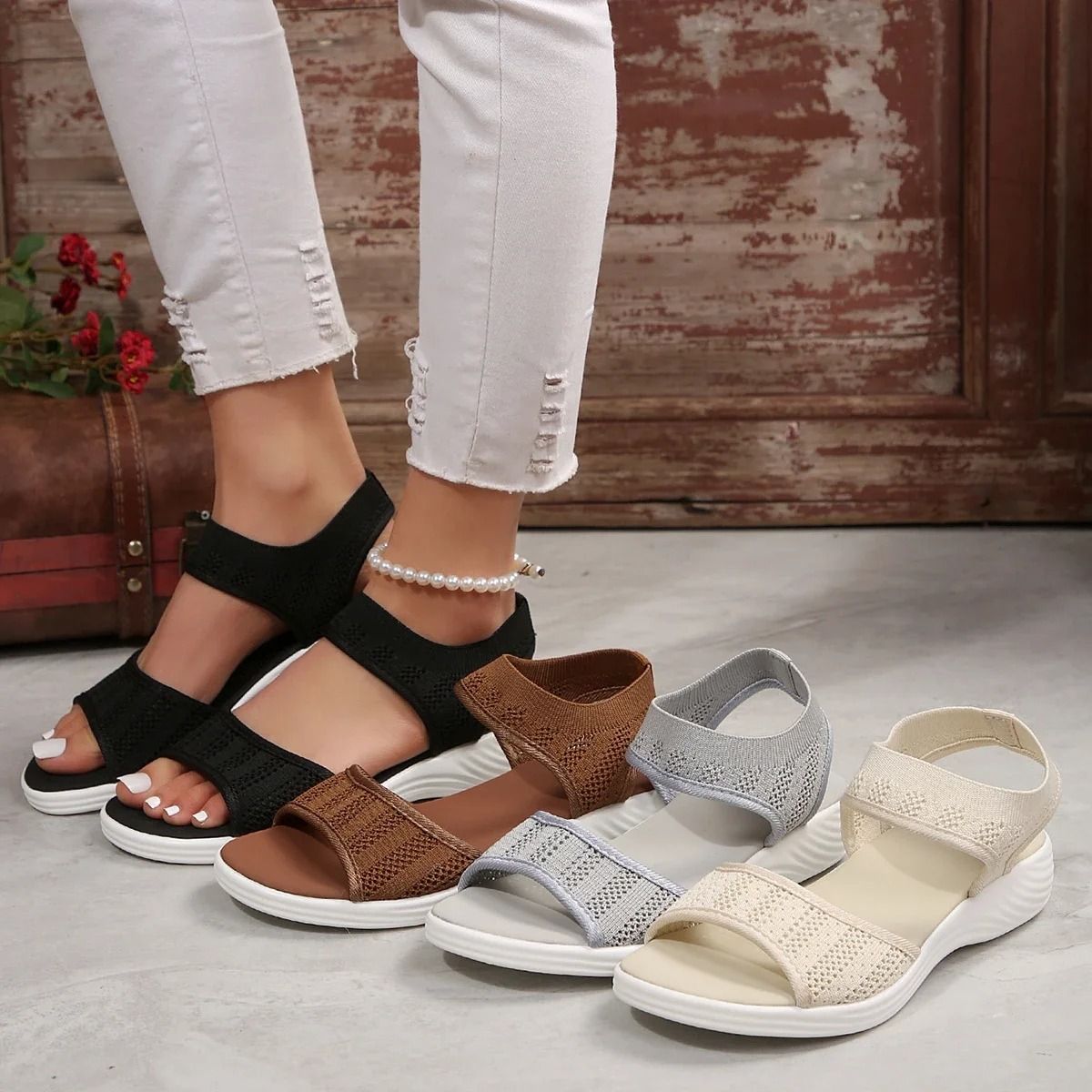 Women Summer Mesh Casual Sandals Breathable Flat Sports Shoes 3